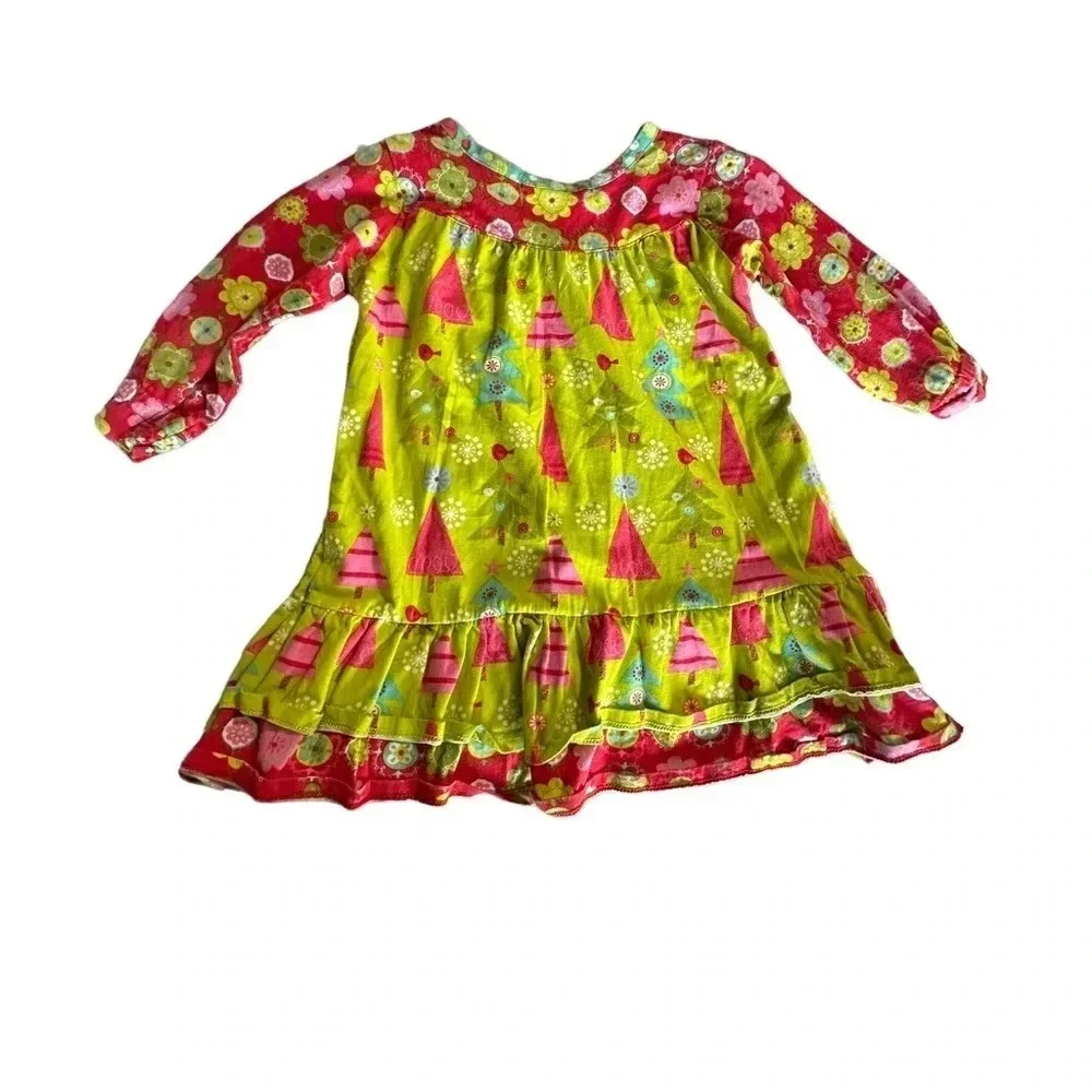 Jelly the Pug Christmas Dress 3T Long Sleeves Buttons Festive Holiday